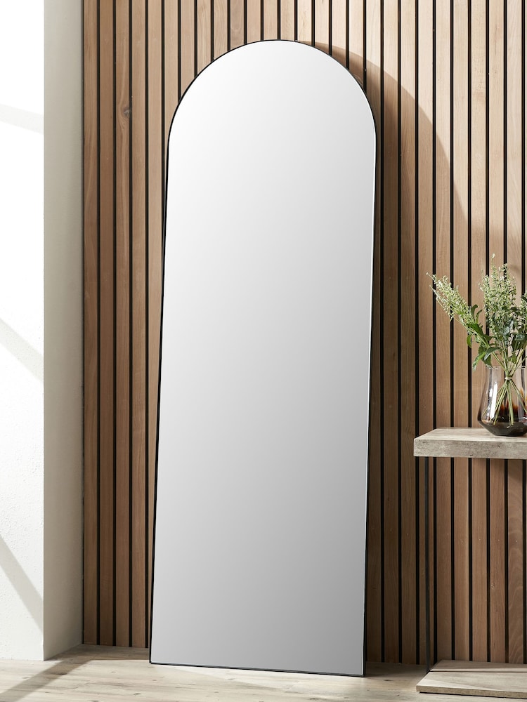 Pacific Black Slim Frame Arch Floor Mirror - Image 1 of 3