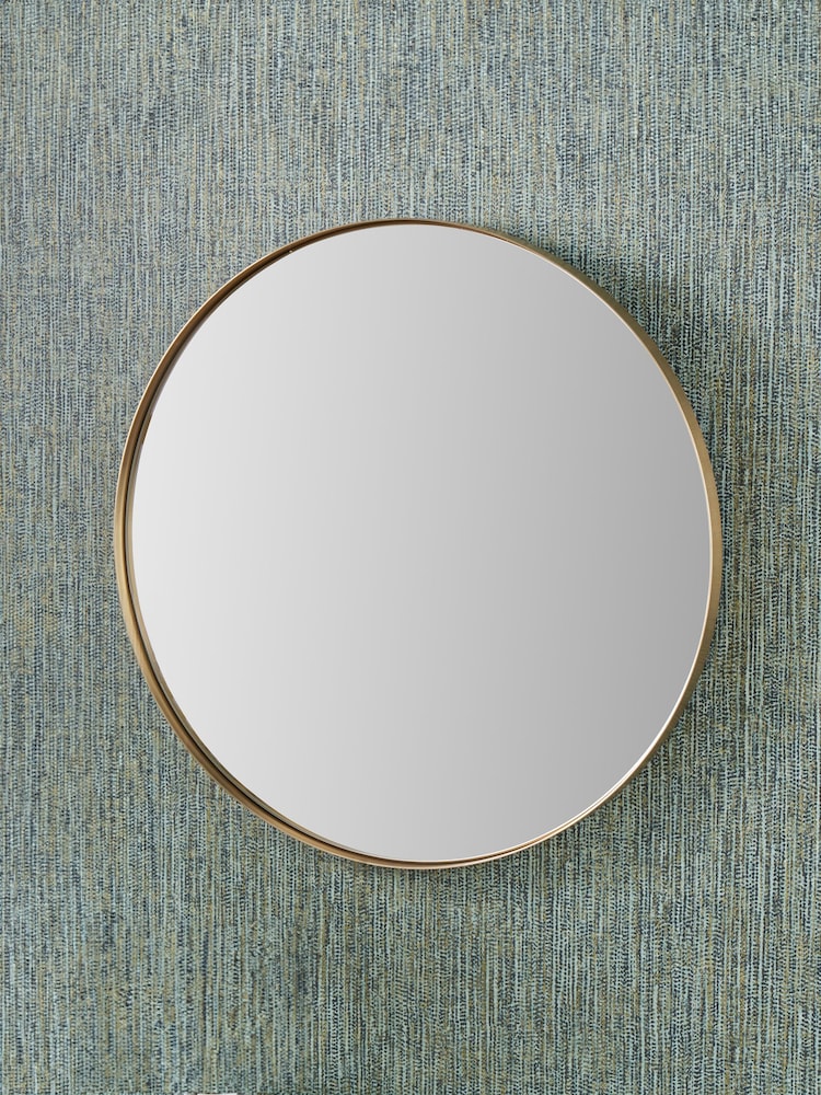 Pacific Brushed Gold Slim Frame Round Wall Mirror Medium - Image 1 of 5