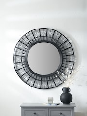 Pacific Black Bamboo Frame Round Wall Mirror - Image 1 of 5