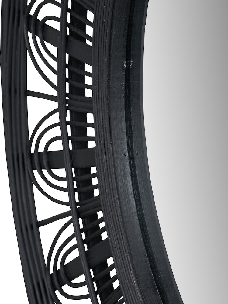 Pacific Black Bamboo Frame Round Wall Mirror - Image 2 of 5