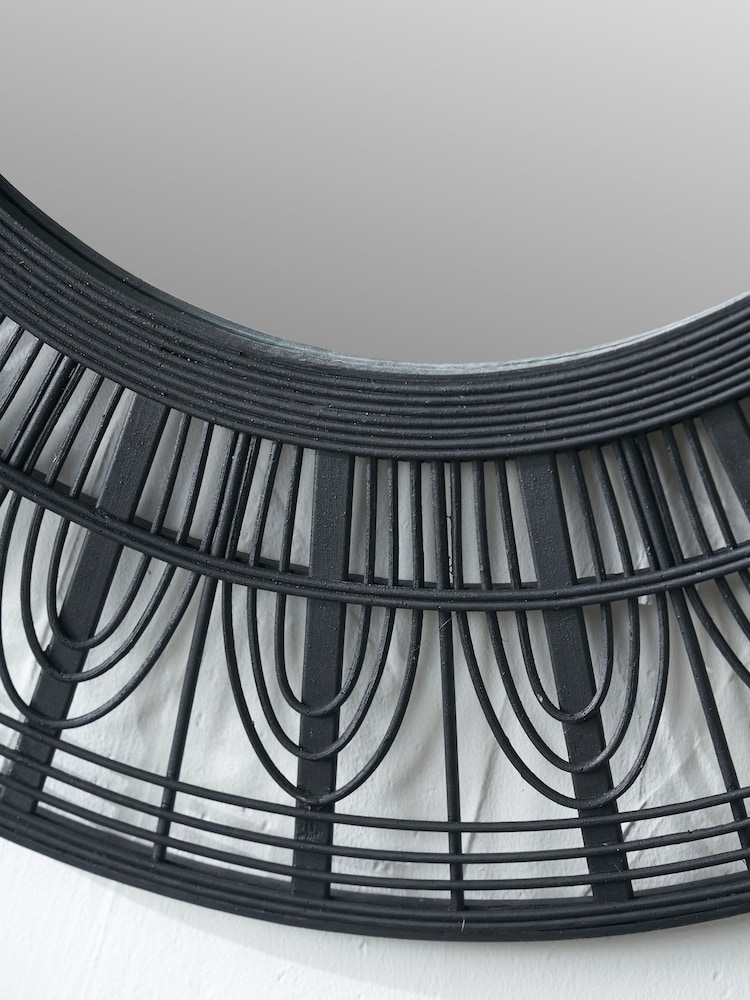 Pacific Black Bamboo Frame Round Wall Mirror - Image 5 of 5