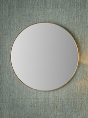 Pacific Brushed Gold Slim Frame Round Wall Mirror Large - Image 1 of 4