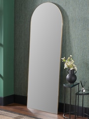 Pacific Brushed Gold Slim Frame Arch Floor Mirror - Image 1 of 4