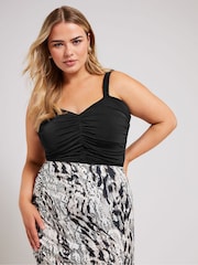 Yours Curve Black Ruched Bodies - Image 3 of 6