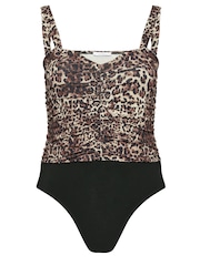Yours Curve Brown Animal Print Ruched Bodies - Image 5 of 5