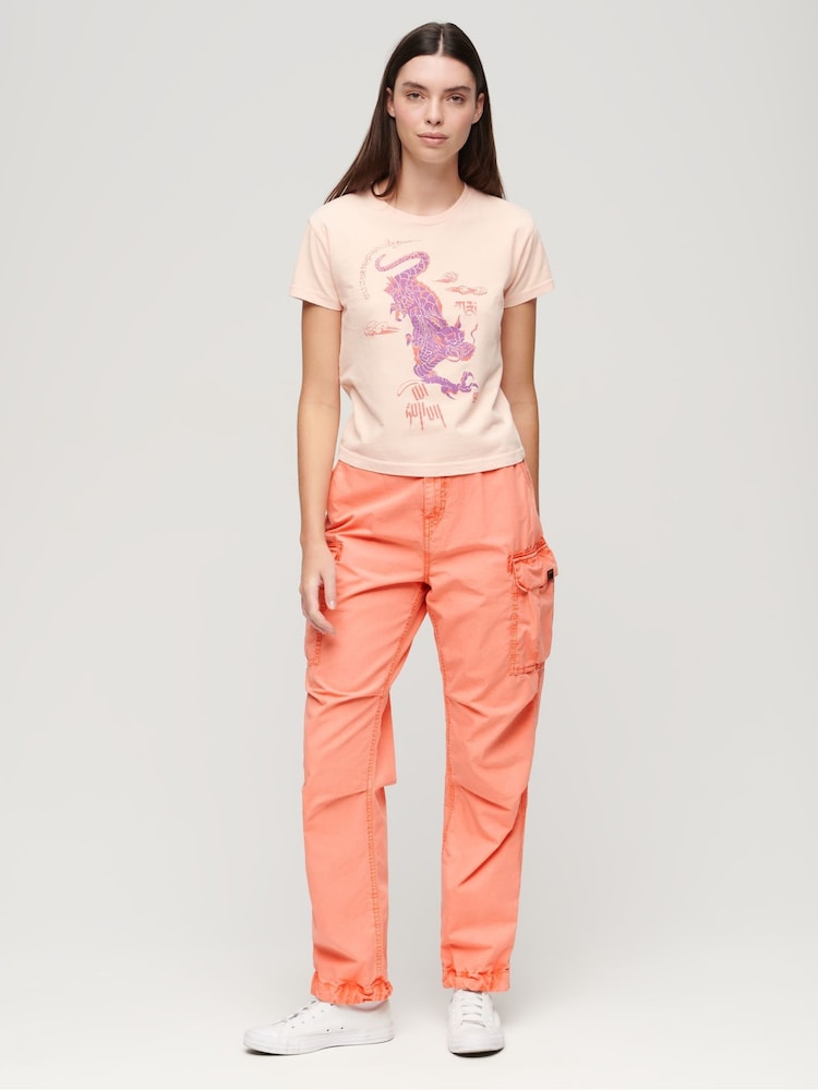 Superdry Orange Low Rise Para Cargo Pants - Image 2 of 4