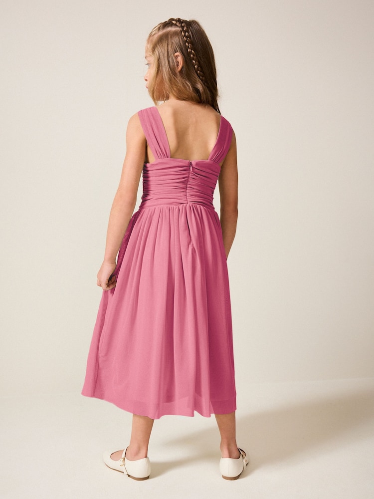 Pink Mesh Flower Girl Occasion Dress (6-16yrs) - Image 2 of 2
