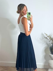 Style Cheat Blue Demi Pleated Midi Skirt - Image 2 of 5