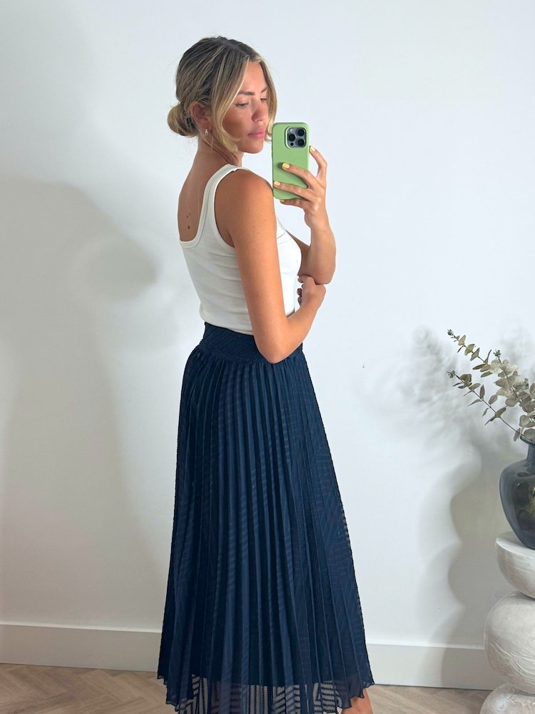 Style Cheat Blue Demi Pleated Midi Skirt - Image 2 of 5