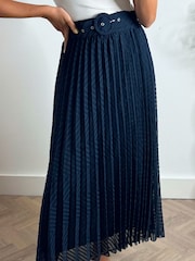 Style Cheat Blue Demi Pleated Midi Skirt - Image 3 of 5