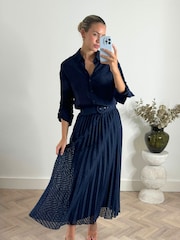 Style Cheat Blue Demi Pleated Midi Skirt - Image 5 of 5