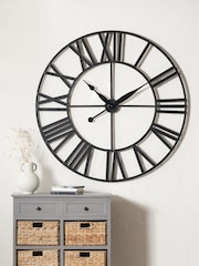 Pacific Black Metal Large Round Wall Clock - Image 1 of 6