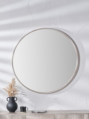 Pacific Grey Oak Wood Veneer Round Mirror Large - Image 1 of 3