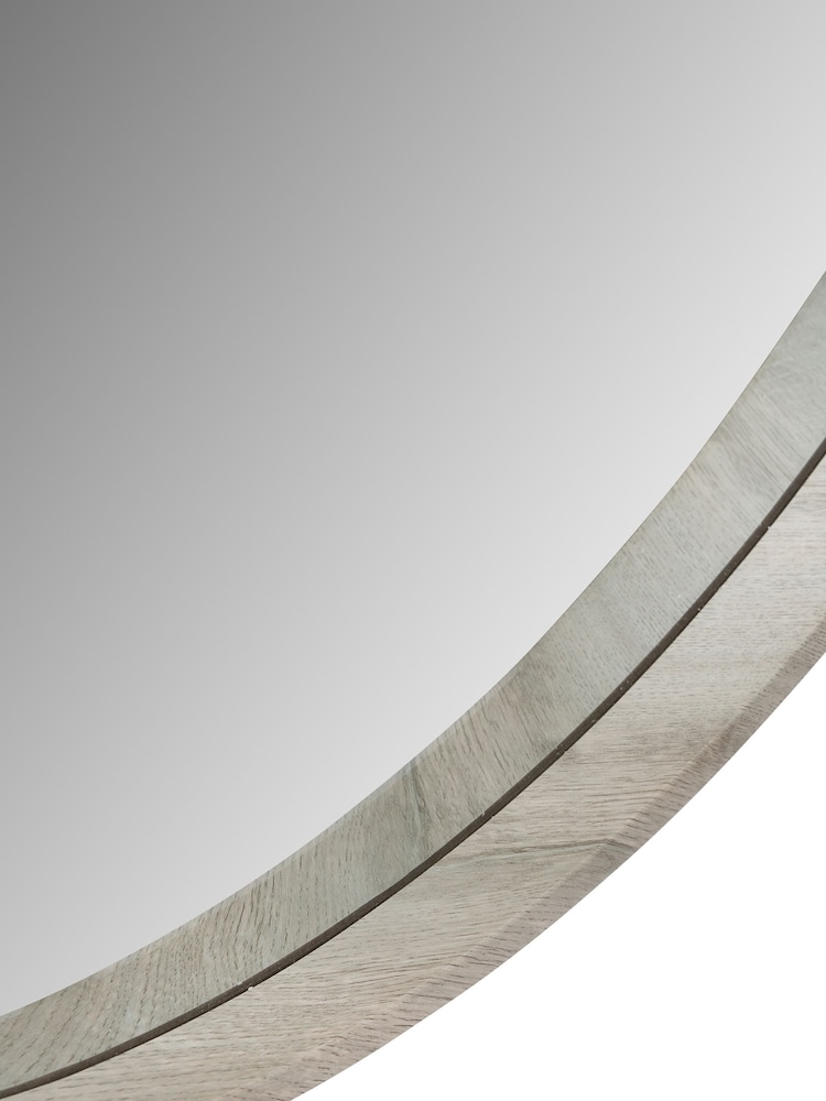 Pacific Grey Oak Wood Veneer Round Mirror Large - Image 3 of 3 Pacific Grey Oak Wood Veneer Round Mirror Large - Image 3 of 3