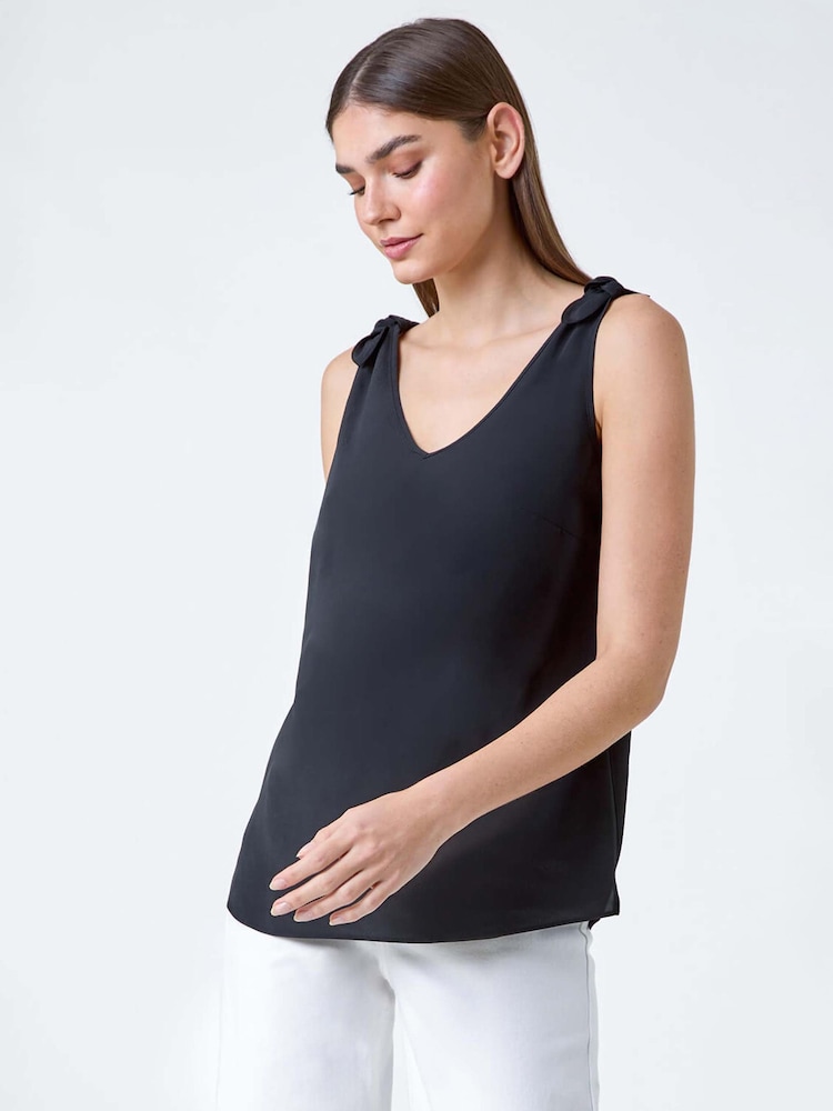Roman Black Tie Detail Strap Cami Top - Image 1 of 5