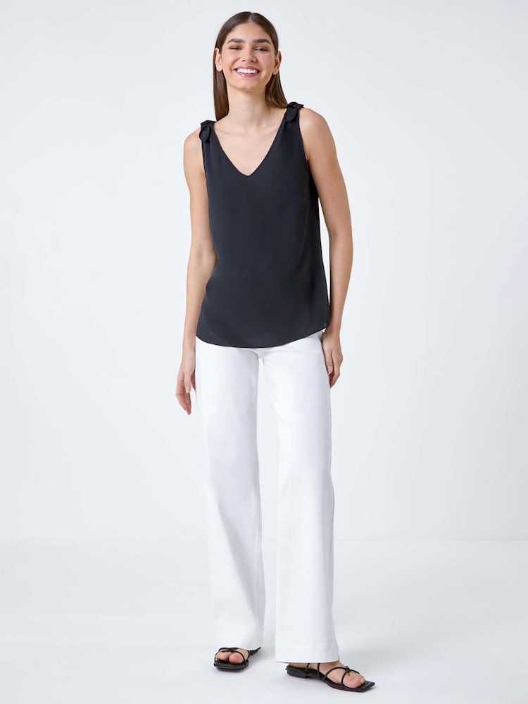 Roman Black Tie Detail Strap Cami Top - Image 2 of 5