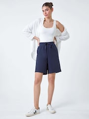 Roman Blue 100% Cotton Tie Detail Pocket Shorts - Image 2 of 5