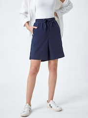 Roman Blue 100% Cotton Tie Detail Pocket Shorts - Image 4 of 5