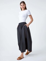Roman Black 100% Cotton Poplin Pocket Skirt - Image 2 of 5