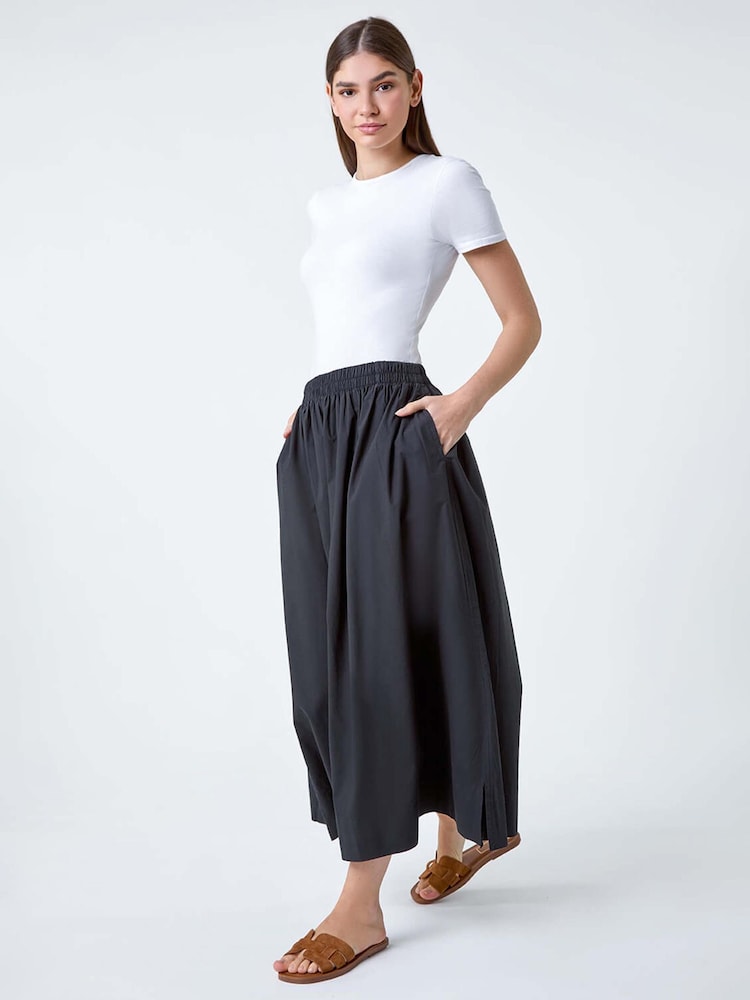 Roman Black 100% Cotton Poplin Pocket Skirt - Image 2 of 5