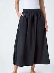 Roman Black 100% Cotton Poplin Pocket Skirt - Image 4 of 5