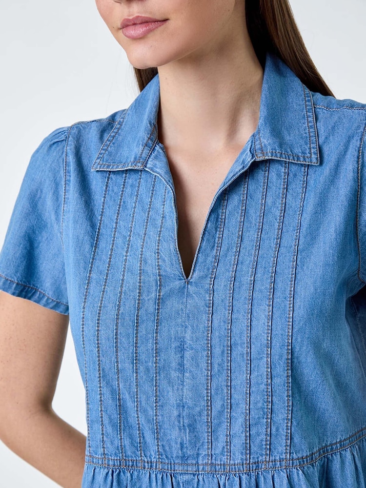 Roman 100% Baumwoll-Denim-Kleid mit Kragen - Bild 5 von 5