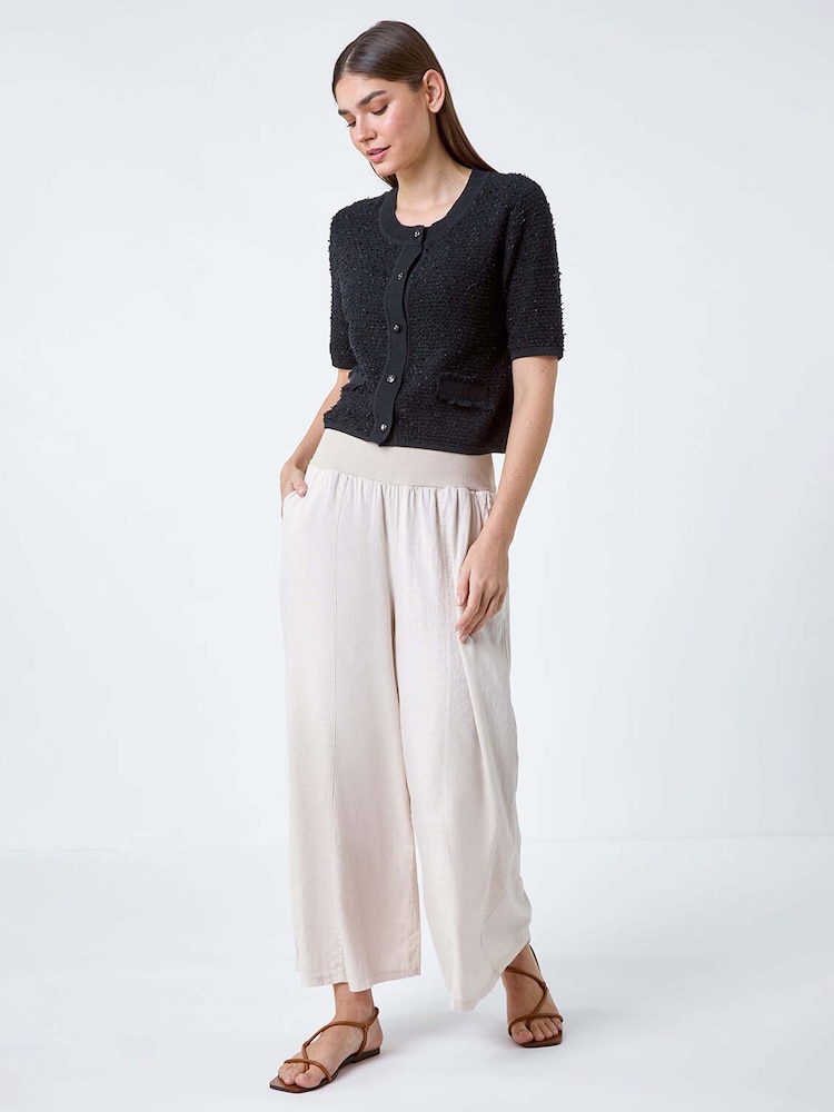 Roman Black Fringe Detail Sparkle Button Cotton Cardigan - Image 2 of 5