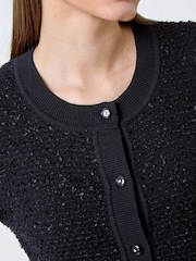 Roman Black Fringe Detail Sparkle Button Cotton Cardigan - Image 5 of 5