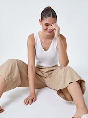 Roman Natural Wide Leg 100% Cotton Culottes - Image 1 of 5