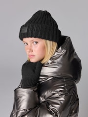 smALLSAINTS Black Chunky Beanie and Gloves Set - Image 1 of 8