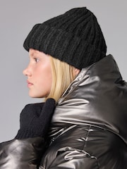 smALLSAINTS Black Chunky Beanie and Gloves Set - Image 3 of 8