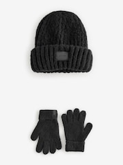 smALLSAINTS Black Chunky Beanie and Gloves Set - Image 5 of 8