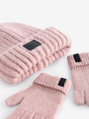 smALLSAINTS Pink Chunky Beanie and Gloves Set - Image 7 of 7