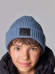 smALLSAINTS Blue Nevada Ribbed Beanie and Gloves Set - Image 2 of 8