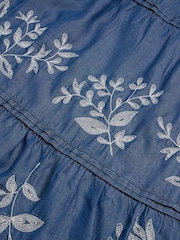 White Stuff Blue Isla Embroidered Denim Skirt - Image 6 of 6