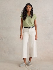 White Stuff Green 100% Cotton Beth Jersey Mix T-Shirt - Image 3 of 7