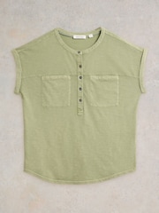 White Stuff Green 100% Cotton Beth Jersey Mix T-Shirt - Image 5 of 7