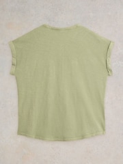 White Stuff Green 100% Cotton Beth Jersey Mix T-Shirt - Image 6 of 7