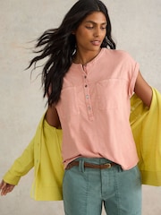 White Stuff Pink 100% Cotton Beth Jersey Mix T-Shirt - Image 1 of 7