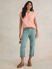 White Stuff Pink 100% Cotton Beth Jersey Mix T-Shirt - Image 2 of 7