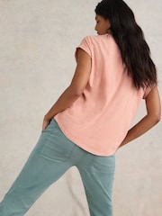 White Stuff Pink 100% Cotton Beth Jersey Mix T-Shirt - Image 3 of 7