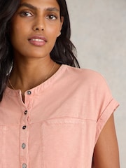 White Stuff Pink 100% Cotton Beth Jersey Mix T-Shirt - Image 4 of 7