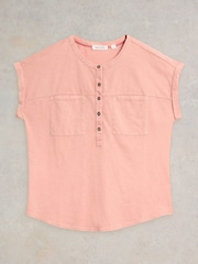 White Stuff Pink 100% Cotton Beth Jersey Mix T-Shirt - Image 5 of 7