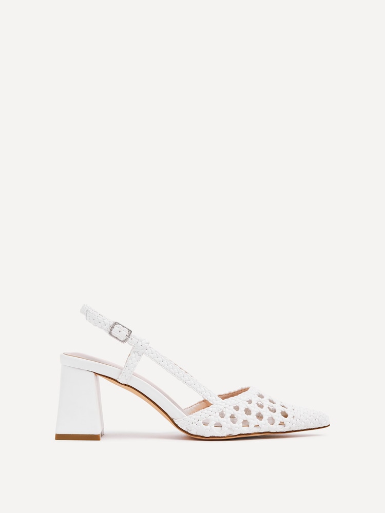 Linzi White Florence Woven Courts With Block Heels - Image 2 of 4
