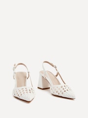 Linzi White Florence Woven Courts With Block Heels - Image 3 of 4
