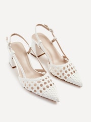 Linzi White Florence Woven Courts With Block Heels - Image 4 of 4