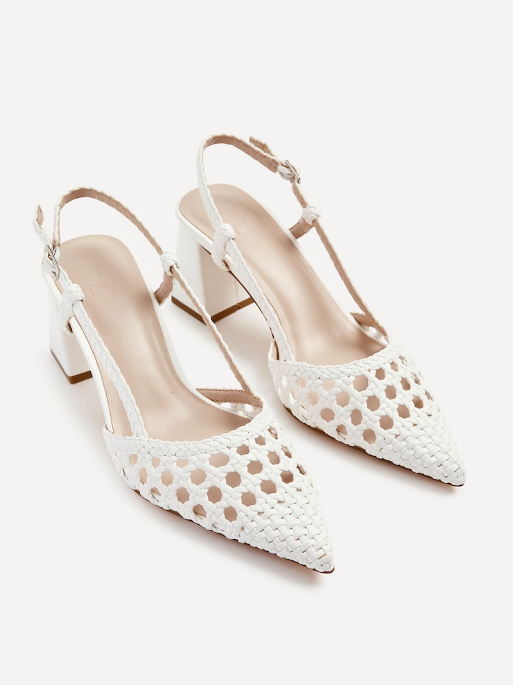 Linzi White Florence Woven Courts With Block Heels - Image 4 of 4