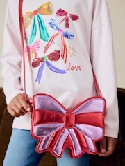 Red/Pink Metallic Bow Cross-Body Bag - Image 1 of 4