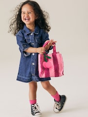 Red/Pink Stripe Borg Cross-Body Tote Bag - Image 2 of 3