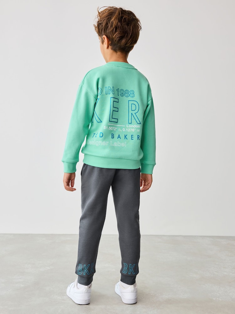 Baker by Ted Baker Green Graphic Sweatshirt and Joggers Set - Image 10 of 11